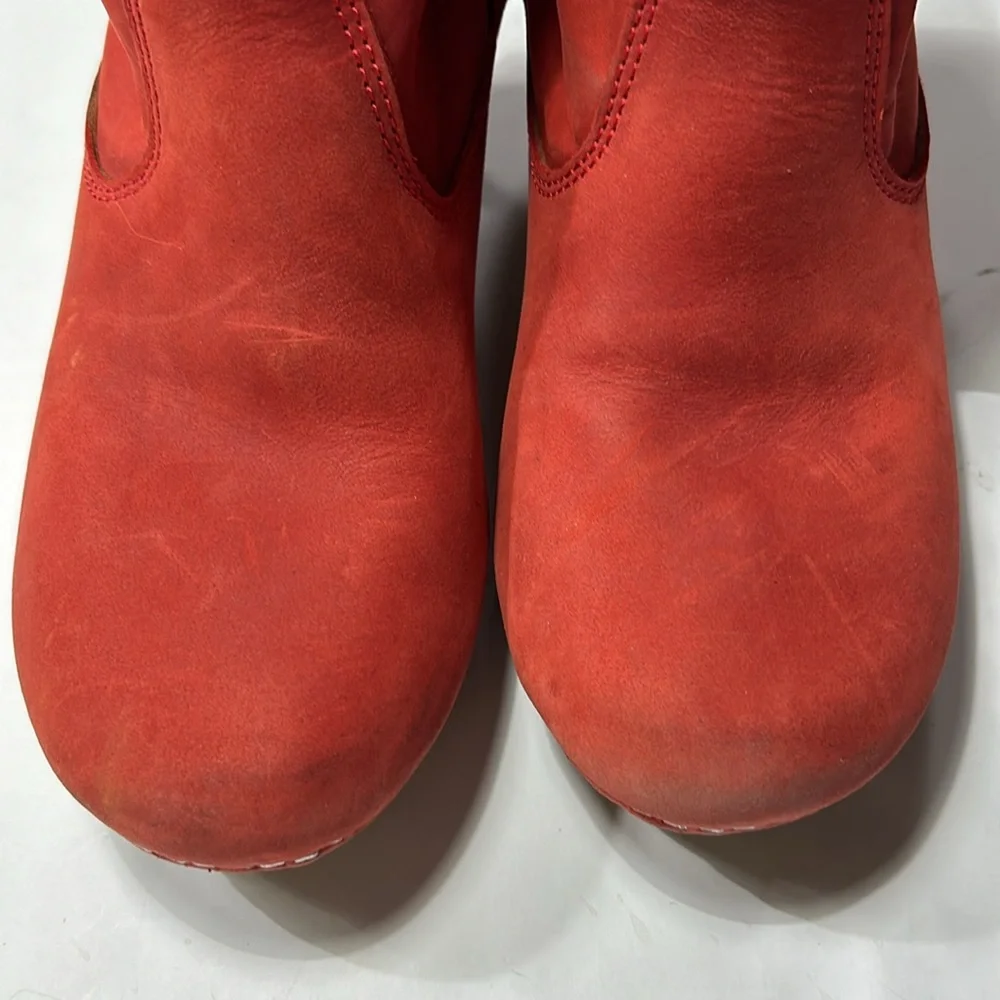 SANITA Red Suede. Clogs. Wood Heeled. 38/7.5 - Picture 11 of 12